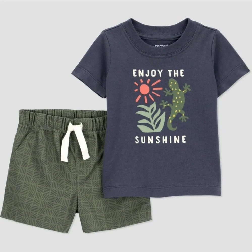 Carter's Just One You Baby Boys' 2pc Sunshine Set‎ - Olive Gray 3M
